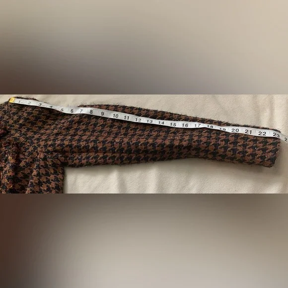 Veronica Beard Taja Dickey Jacket Size 4 Cognac Brown Tweed Houndstooth Blazer - Picture 14 of 16